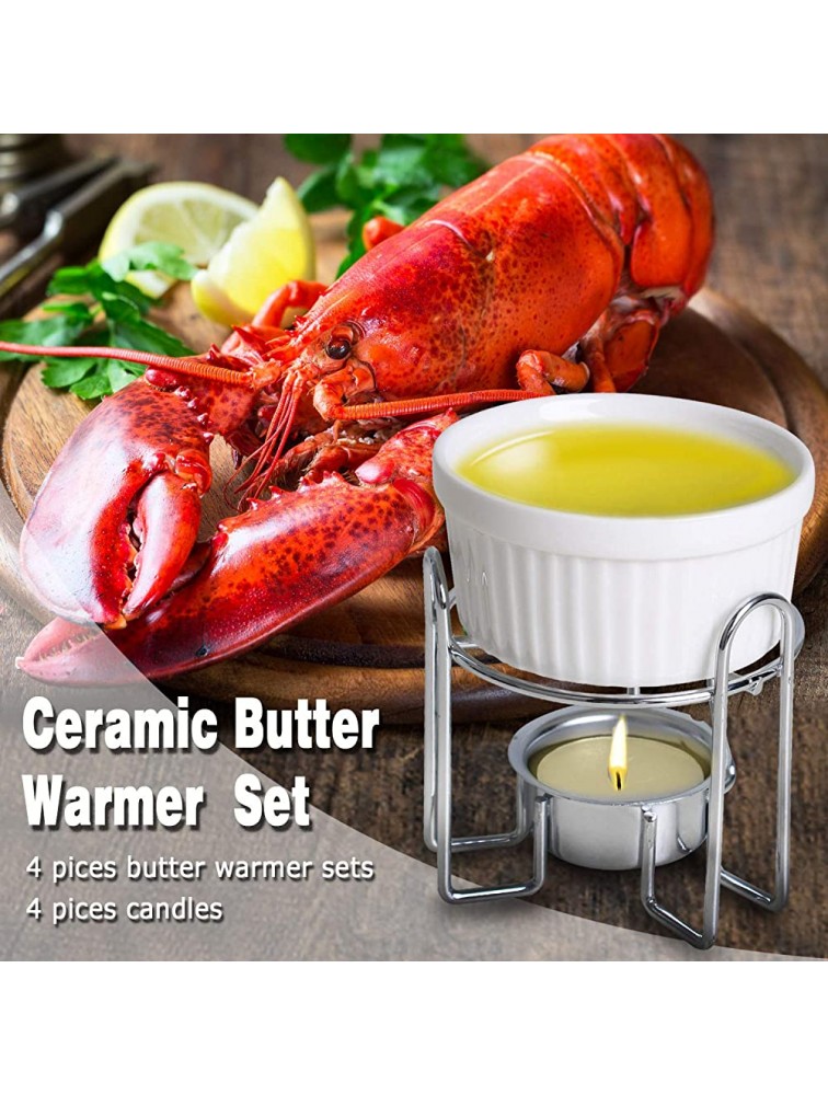 Artestia Butter Warmers Set,4 Pieces Butter Warmers For Seafood Ceramic Butter Warmer Set with 4 Pieces Tea Light Candles,Fondue -Dishwasher Safe Microwave Safe Oven SafeWhite - BZ60LUE5B