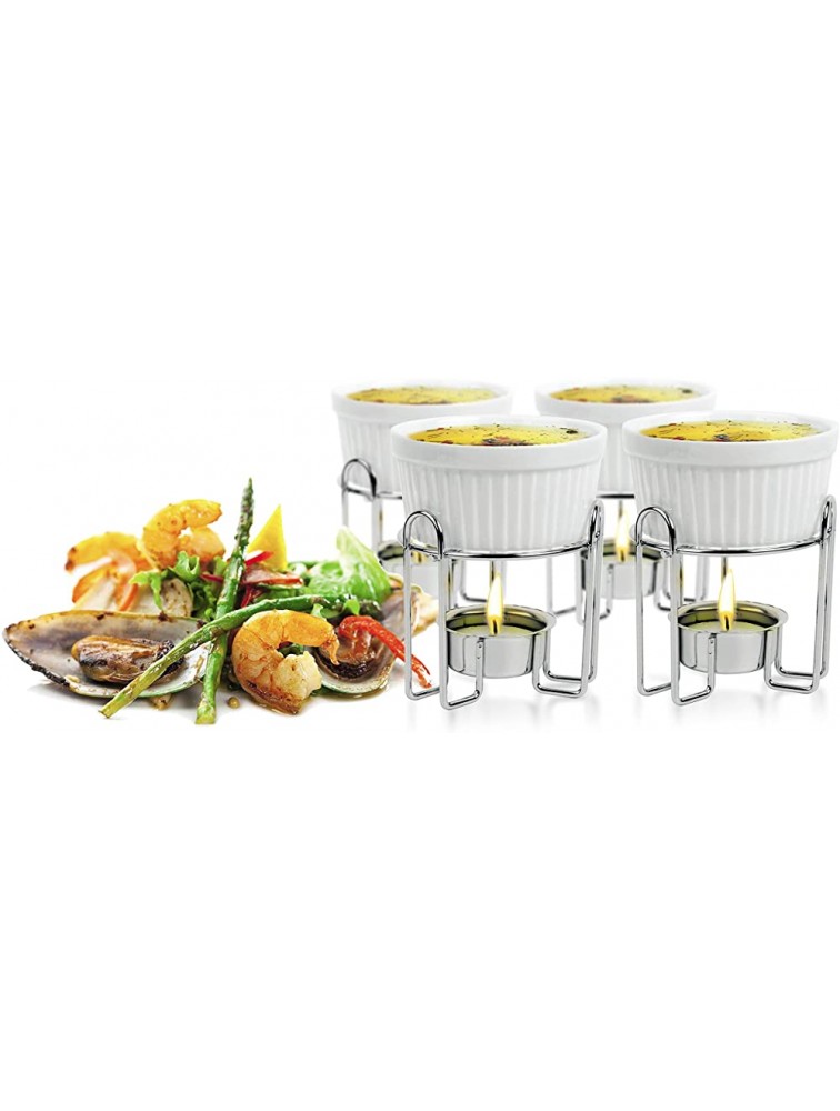 Artestia Butter Warmers Set,4 Pieces Butter Warmers For Seafood Ceramic Butter Warmer Set with 4 Pieces Tea Light Candles,Fondue -Dishwasher Safe Microwave Safe Oven SafeWhite - BZ60LUE5B
