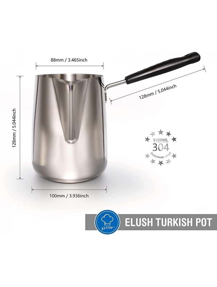 ELUSH 1000ml 33oz Butter Warmer Premium Stainless Steel Milk Warmer Pot with Spout Butter Pan Turkish Coffee Pot Chocolate Melting Pot 1000ml - BOVE42711