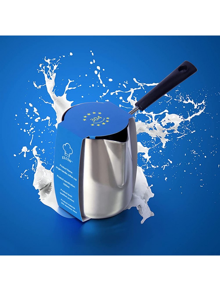 ELUSH 1000ml 33oz Butter Warmer Premium Stainless Steel Milk Warmer Pot with Spout Butter Pan Turkish Coffee Pot Chocolate Melting Pot 1000ml - BOVE42711