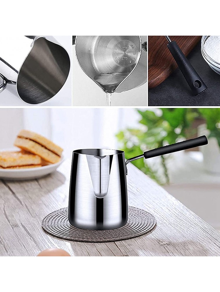 Ladieshow Turkish Coffee Pot Butter Warmer 600ml Stainless Steel Glossy Surface High Temperature Resistant Easy to Clean Butter Warmer - B845OOVKU
