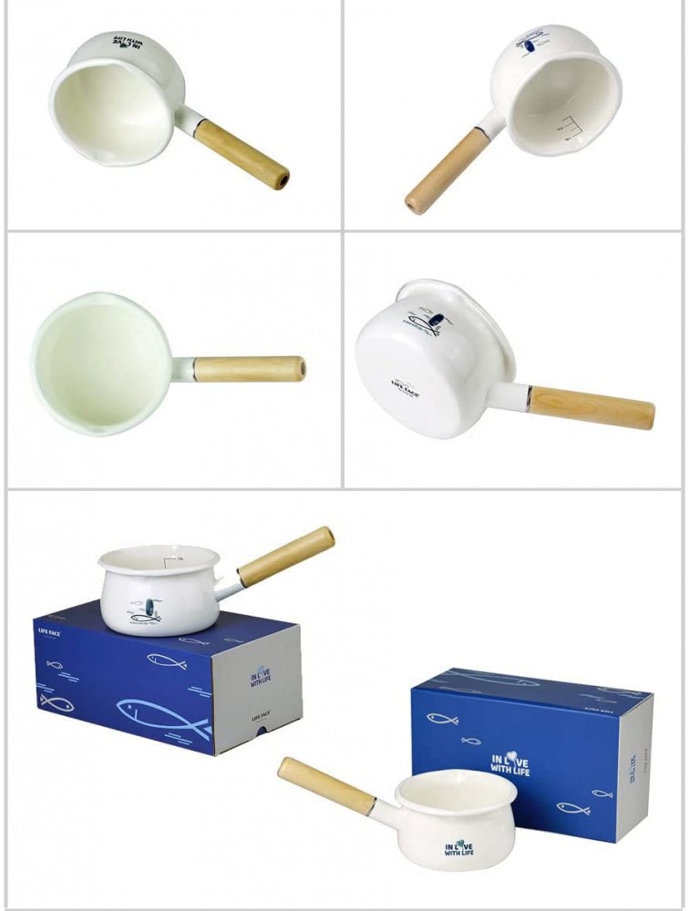 Leatrice Enamel Pot Milk Boiler Top Cooking Pot Butter Warmer Durable Enamel Sauce Pot for Home Kitchen - B7MHRD8A7