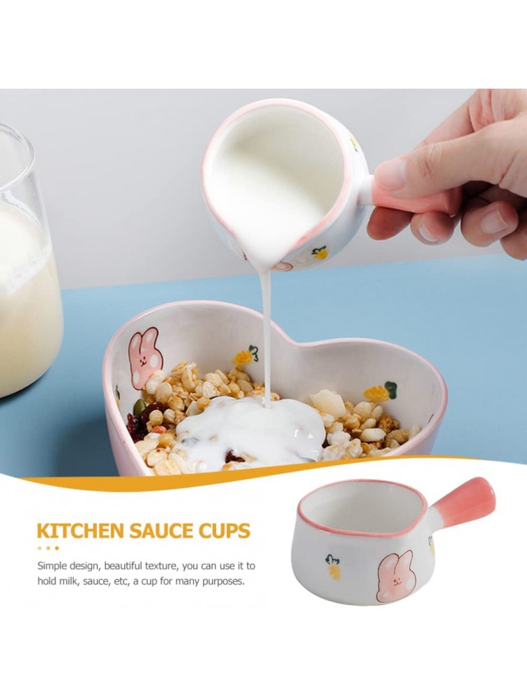 Zerodeko Mini Ceramic Saucepan Butter Warmer: Pottery Milk Pot with Handle Milk Creamer Jug Pitcher Small Cookware for Home Kitchen Rabbit - BWGSZ6IFU