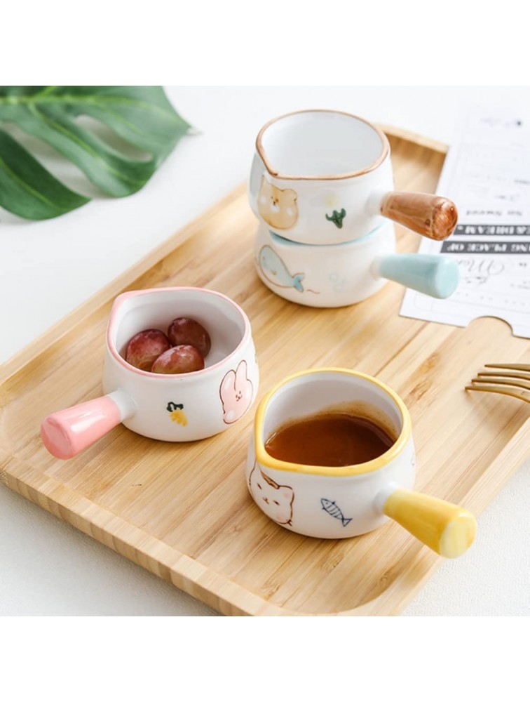 Zerodeko Mini Ceramic Saucepan Butter Warmer: Pottery Milk Pot with Handle Milk Creamer Jug Pitcher Small Cookware for Home Kitchen Rabbit - BWGSZ6IFU