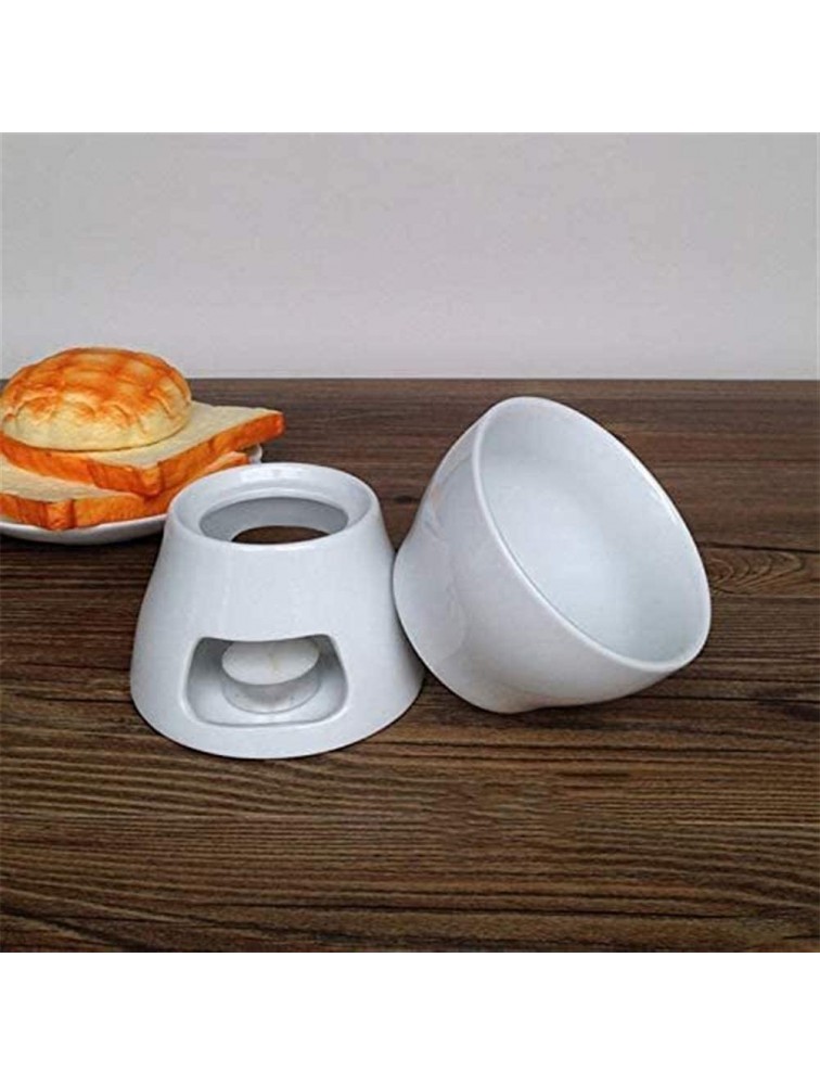 Ceramic Chocolate Fondue Set with Forks-Tea Light Porcelain Melting Pot - BHF8ZLEFG