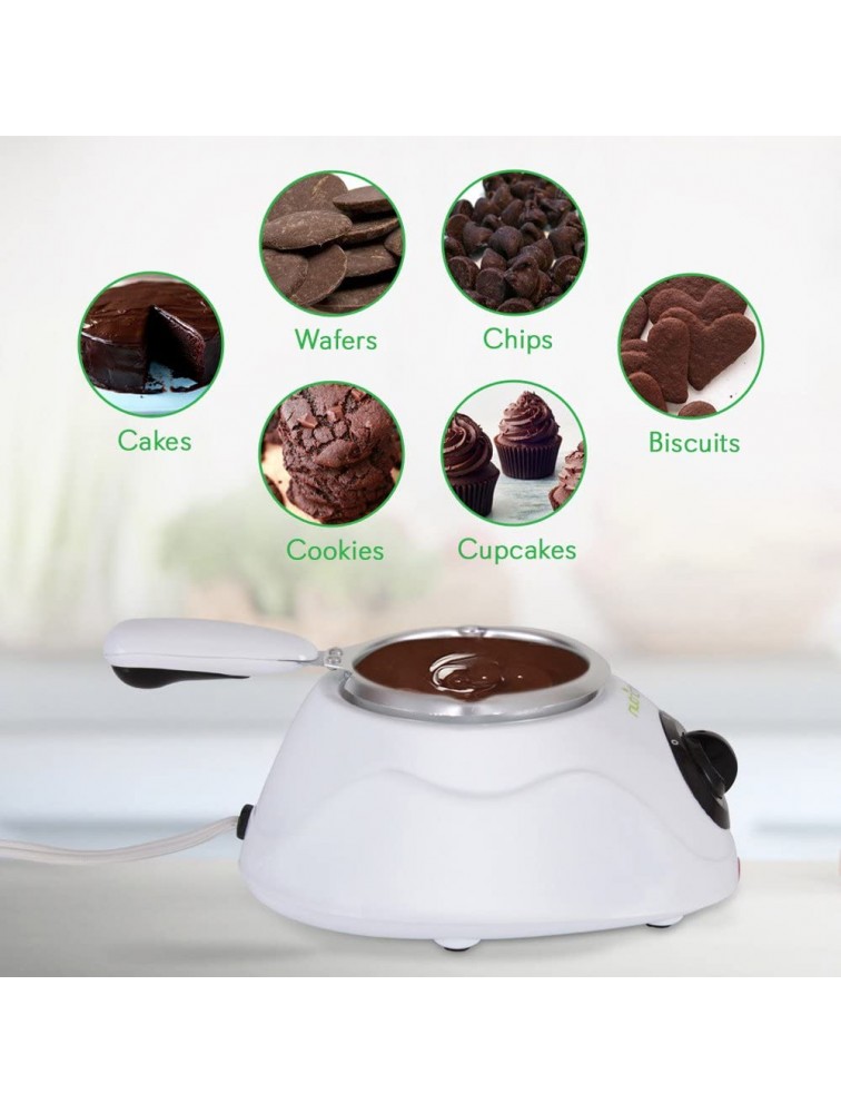Chocolate Melting Warming Fondue Set 25W Electric Choco Melt Warmer Machine Set w Keep Warm Dipping function & Removable Pot Melts Chocolate Candy Butter Cheese- NutriChef PKFNMK14,White - BBQD2AHJY