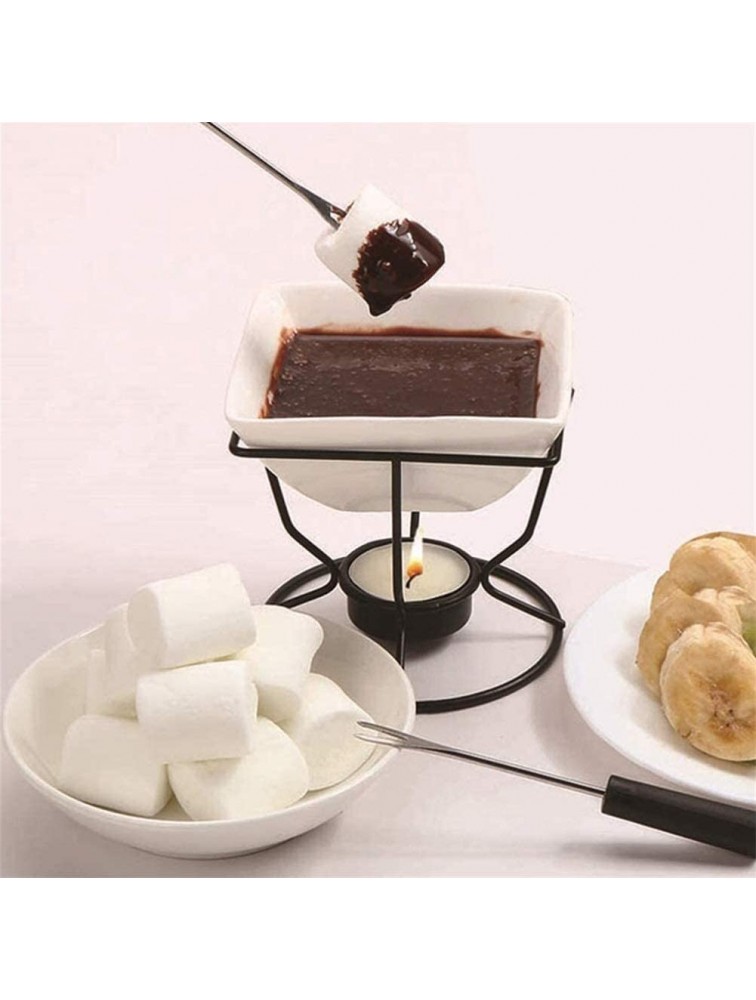 Fondue Set Ceramic Butter Warmer Fondue Pot Set for DIY Cheese Chocolate Seafood Tapas NO Candle - B2J9VIDNX