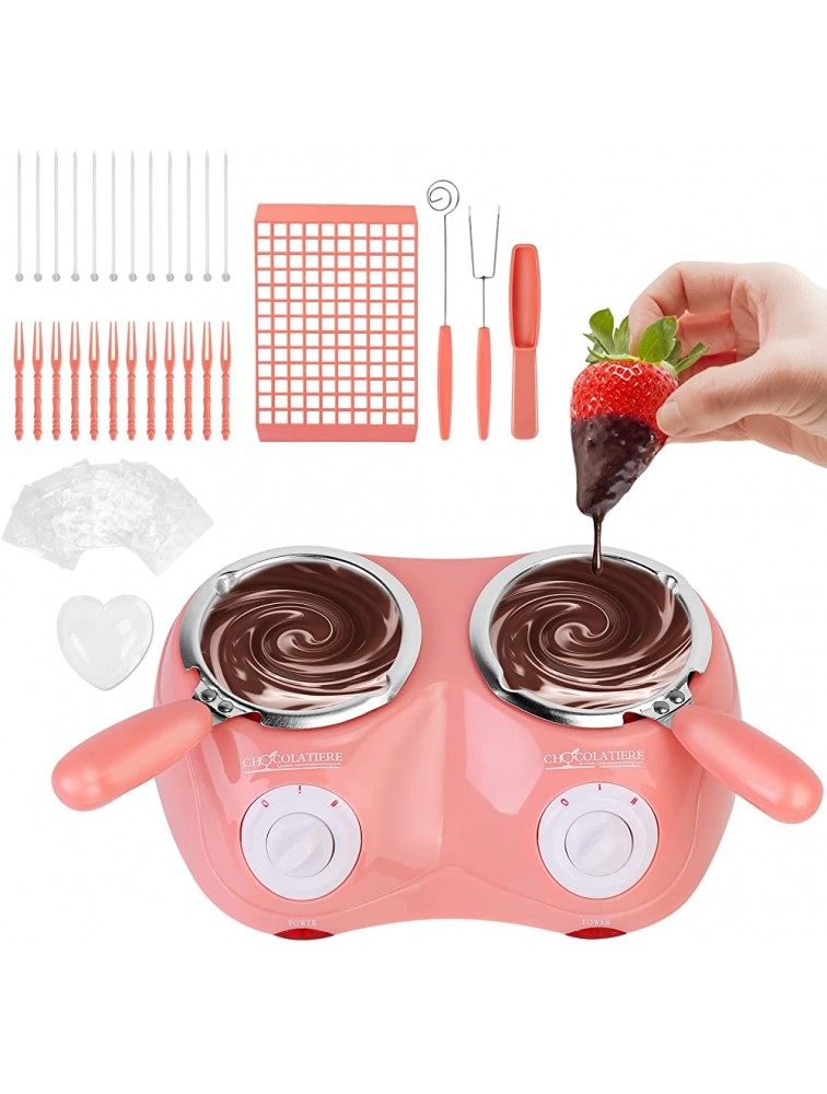 GearRoot Chocolate Melting Pot,Electric Chocolate Melting Warming Fondue Set for Chocolate Candy Cheese Pink - BFXA1TJZT
