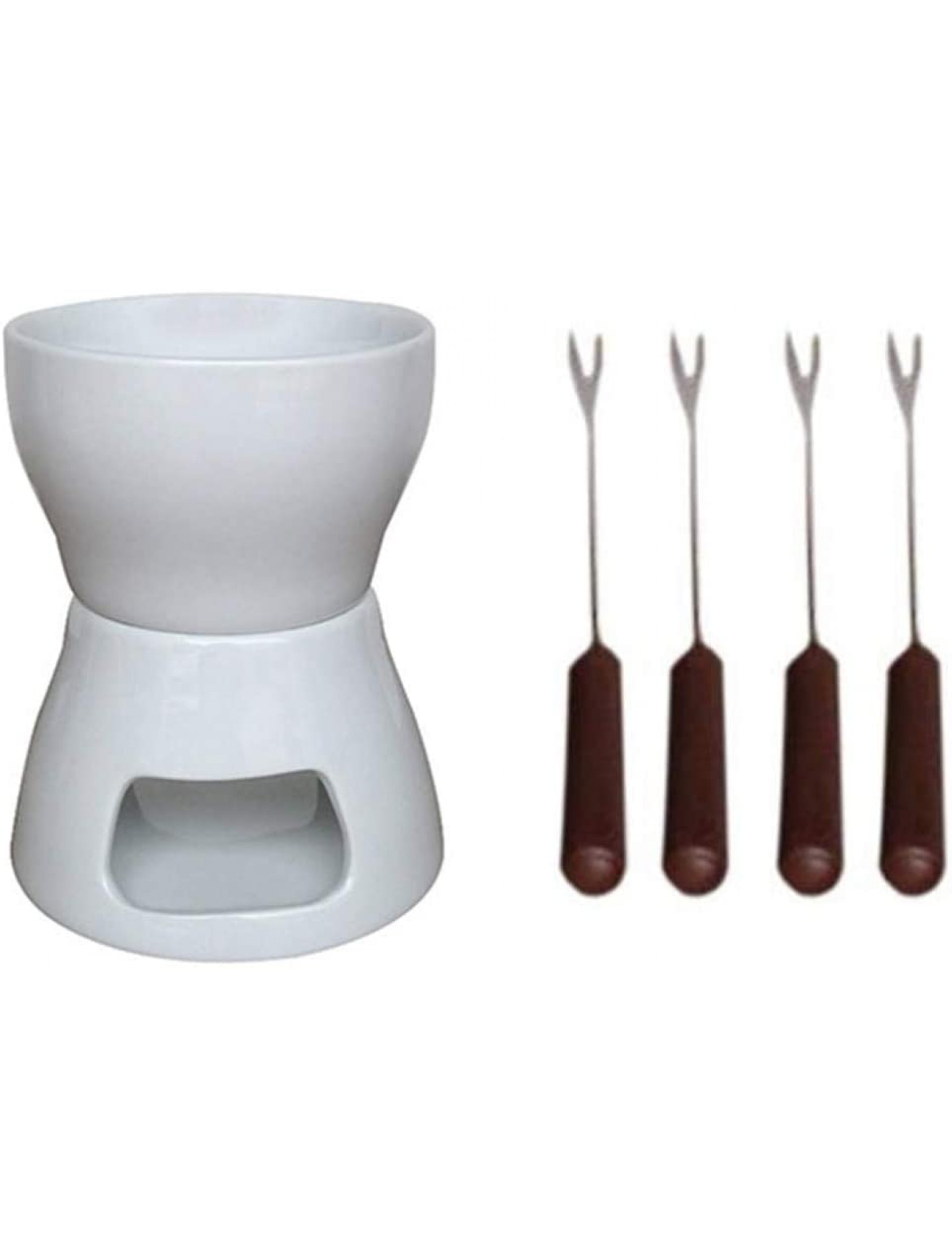 MOKY 400ml Ceramic Chocolate Fondue Set with Forks Tea Light Porcelain Melting Pot with 4 Fondue Forks 12 x 15cm - BS2K71X0R