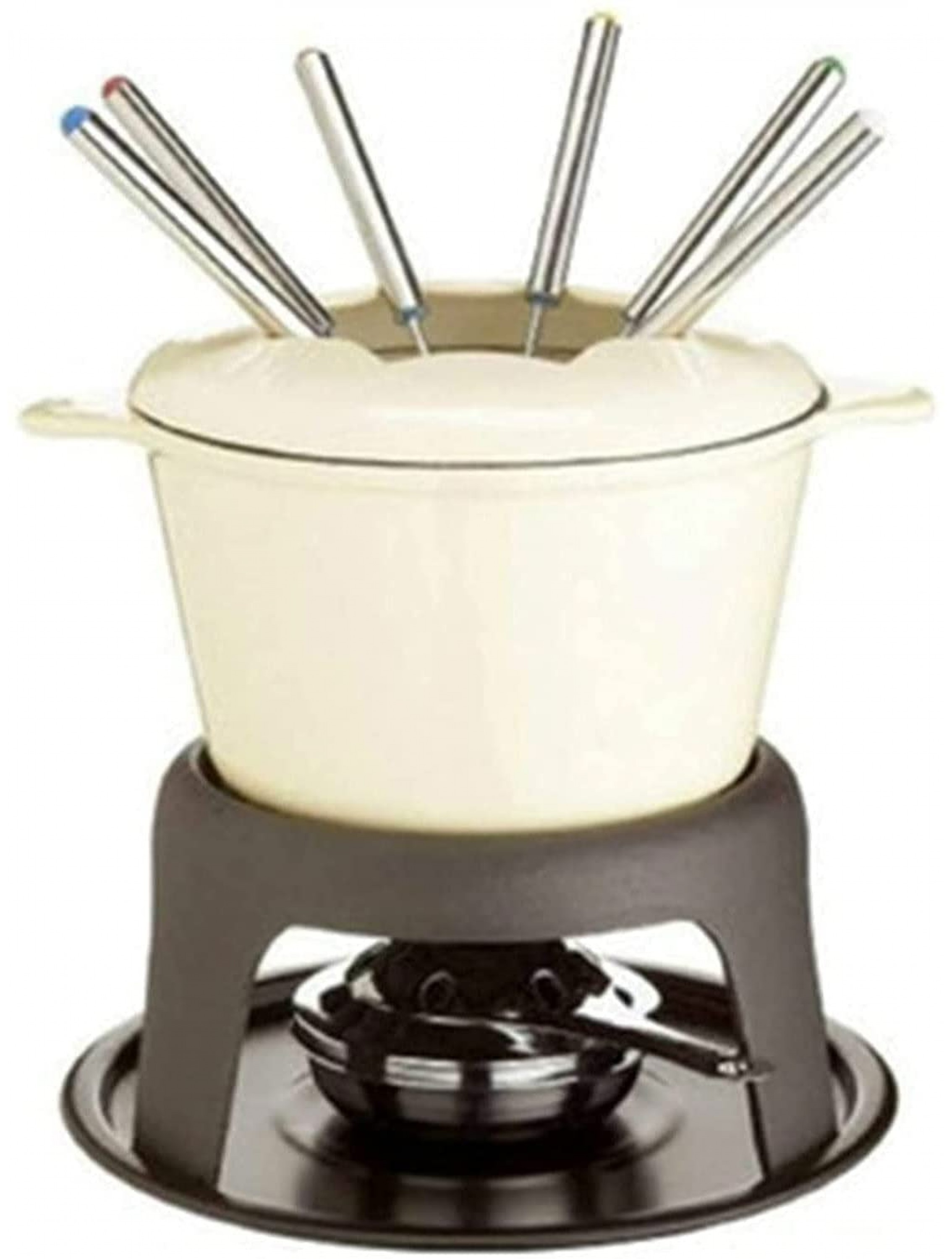 NesRabbit Cast Iron Fondue Sets Fondue Mix with 6 Fondue Forks Kitchen Accessories Prefect for Entertaining Dinner Parties and Special Occasions - BMJCHV5PW