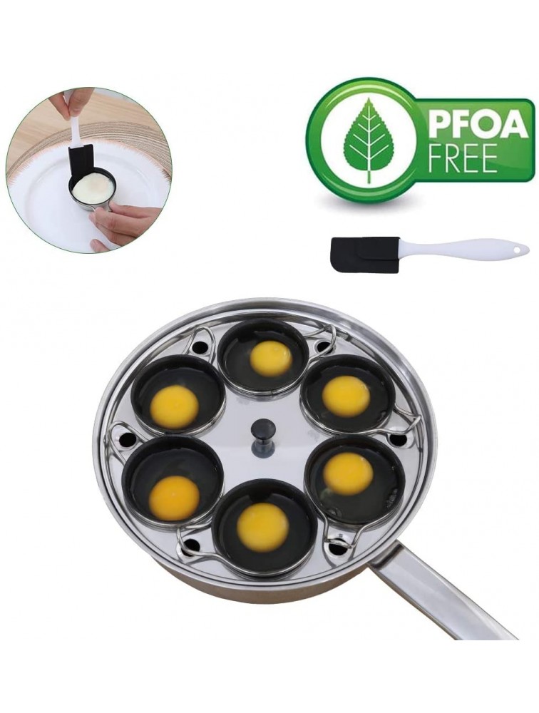 6 cups Egg Poacher Pan Stainless Steel Poached Egg Cooker – Perfect Poached Egg Maker – Induction Cooktop Egg Poachers Cookware Set with 6 Nonstick Large Silicone Egg Poacher Cups - BXSD54V5P