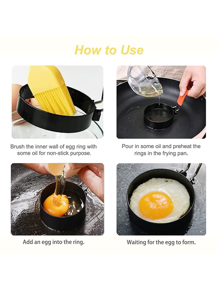 Borsun Set of 4 Egg Rings for Egg Muffins Round Egg Molds for Frying Pancake Deep Egg Ring Bread Shaper Mold for Shaping Cooking Eggs - BWY2ULZQ9