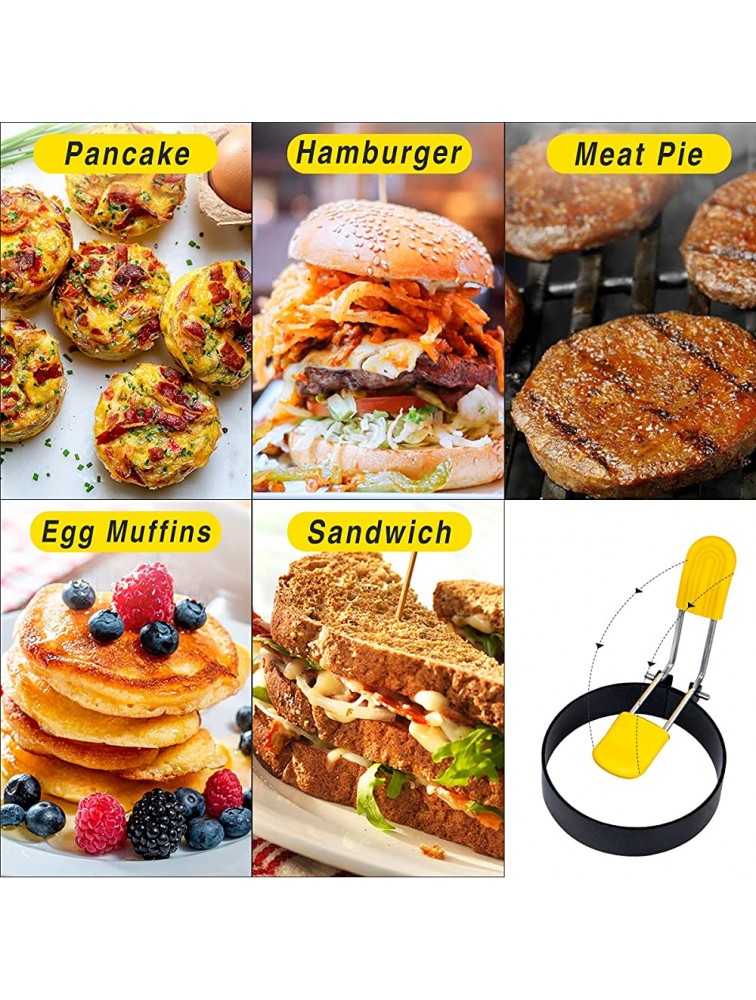 Circle Egg Ring Egg Round Set Stainless Steel Ring Non-rusting Non-stick Round Egg Pancake Sandwich English Muffin Maker Handy Kitchen Tool for Frying Egg Meat Pie 4 - BY3EEZ2UL