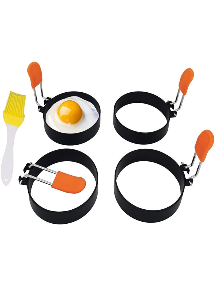 DflowerK Professional Egg Ring 4 Pack Nonstick Egg Maker Molds with Silicone Handle for Egg Frying Shaping Griddle Sandwiches Omelette Pancake Burger Orange - BU0A1KTVW