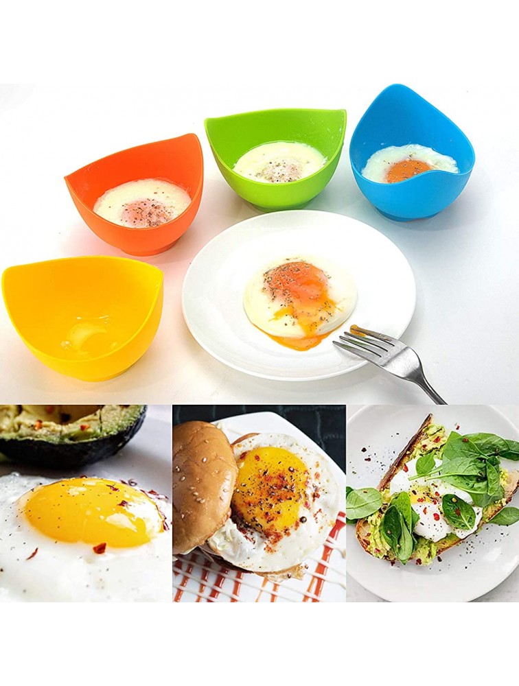 Egg Poacher KRGMNHR Poached Egg Cooker with Ring Standers Silicone Egg Poacher Cup for Microwave or Stovetop Egg Poaching with Extra Oil Brush BPA Free 4 Pack - BXIX0TDEH