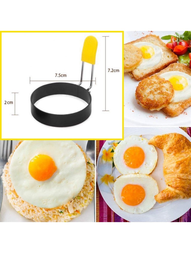 Egg Ring for Frying Eggs and English Muffin Round Egg Shaper Mold with Anti-scald Handle Stainless Steel Non-stick Egg Cooker Ring 2 Pack - BAHS50KSH