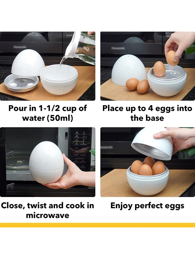 EGGFECTO Microwave Egg Cooker Hard Boiled Egg Cooker | Easy to Use Egg Steamer | Soft Medium and Hard Boil Egg Maker | Hardboiled Egg Machine Cooks Up To 4 Eggs At Once | Food-Grade Egg Boiler - B7CNJOSK0