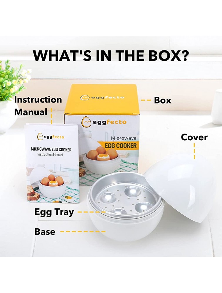 EGGFECTO Microwave Egg Cooker Hard Boiled Egg Cooker | Easy to Use Egg Steamer | Soft Medium and Hard Boil Egg Maker | Hardboiled Egg Machine Cooks Up To 4 Eggs At Once | Food-Grade Egg Boiler - B7CNJOSK0