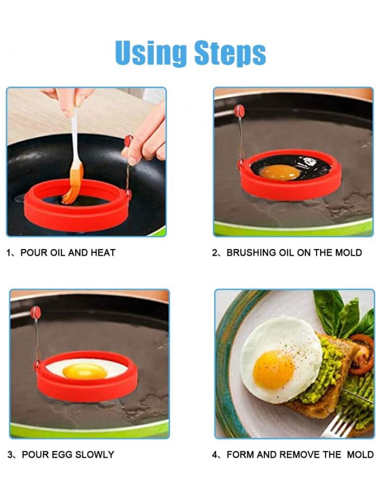 Emoly Silicone Egg Ring Egg Rings Non Stick Egg Cooking Rings Perfect Fried Egg Mold or Pancake Rings New,4pcs Multicolor - BY2IL5ZGP