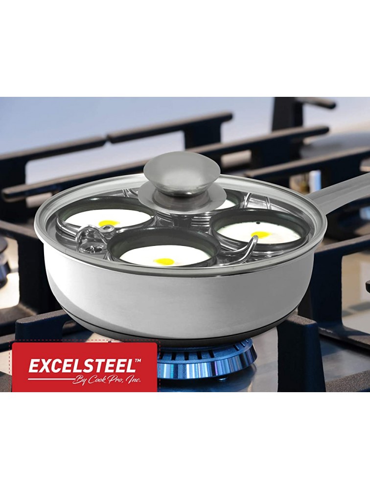 EXCELSTEEL Non Stick Easy Use Rust Resistant Home Kitchen Breakfast Brunch Induction Cooktop Egg Poacher 4 Cups 18 10 Stainless Steel - B1AA2V9CH