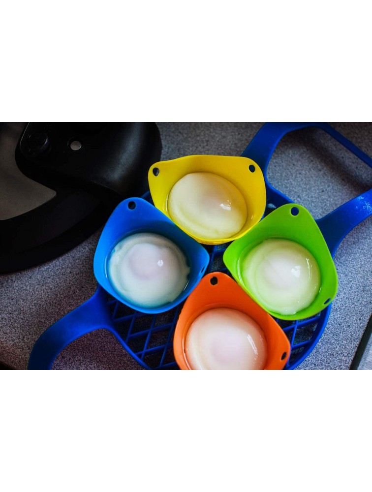 Hatrigo Silicone Egg Poaching Cups with Built-in Ring Standers for Stovetop Microwave Instant Pot Air Fryer Pack of 4 - BPO3B6FMB