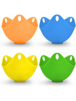 Hatrigo Silicone Egg Poaching Cups with Built-in Ring Standers for Stovetop Microwave Instant Pot Air Fryer Pack of 4 - BPO3B6FMB