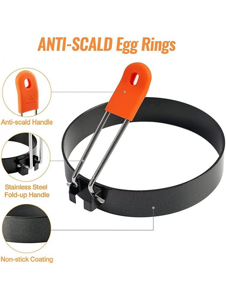 meidong Egg Ring 3 Packs in 3 Sizes Anti-Scald Egg Rings for Frying Leak-Proof with an Oil Brush Fold-up Stainless Handle Nonstick Egg Rings Mold 3 + 3.6 + 4.2 inch - BT9QRFTE1