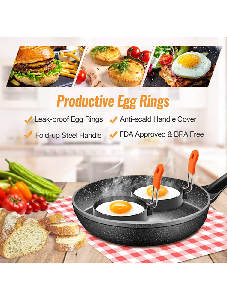 meidong Egg Ring 3 Packs in 3 Sizes Anti-Scald Egg Rings for Frying Leak-Proof with an Oil Brush Fold-up Stainless Handle Nonstick Egg Rings Mold 3 + 3.6 + 4.2 inch - B19PU5RUM