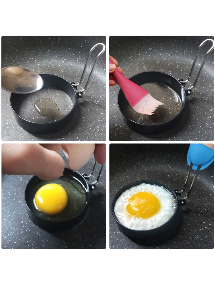 Mity rain Stainless Steel Egg Ring 2 Pack Joie Egg Ring Cooking Round Breakfast Household Pancake Mold Non Stick Fried Egg Ring Mold Omelette Tool with 1 Free Oven Glove - BWMX5YQJG
