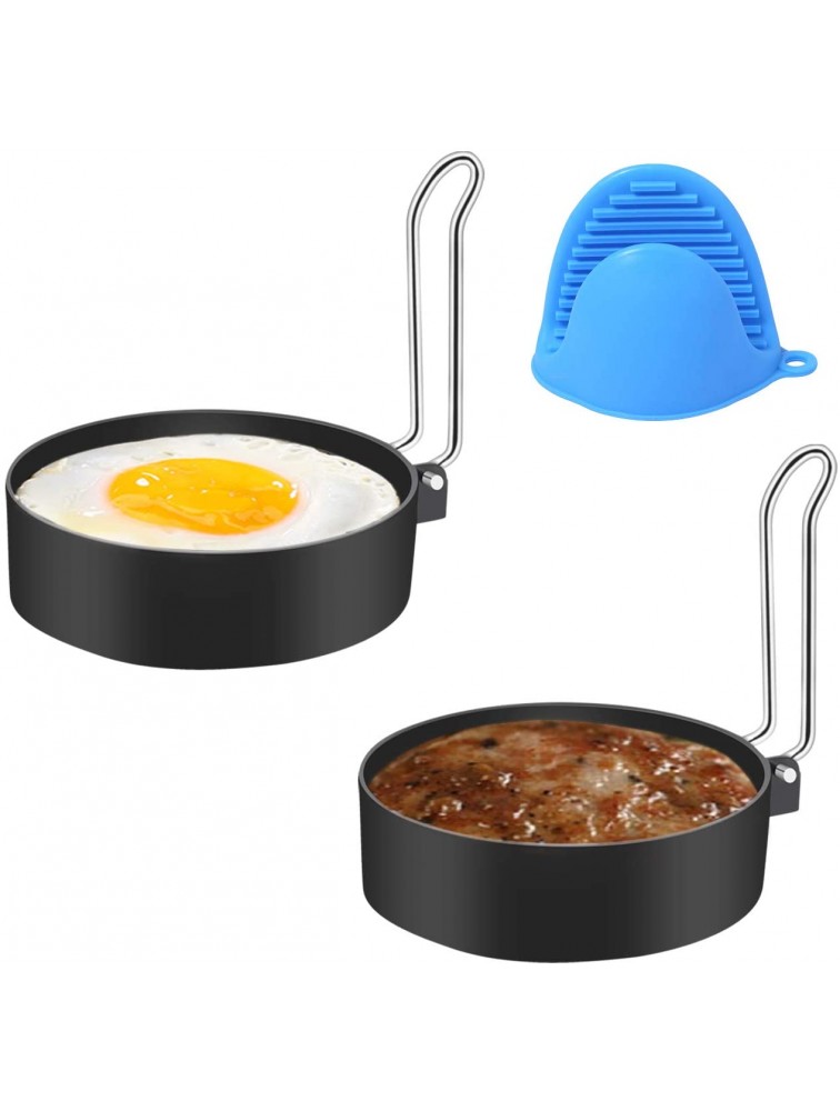 Mity rain Stainless Steel Egg Ring 2 Pack Joie Egg Ring Cooking Round Breakfast Household Pancake Mold Non Stick Fried Egg Ring Mold Omelette Tool with 1 Free Oven Glove - BWMX5YQJG