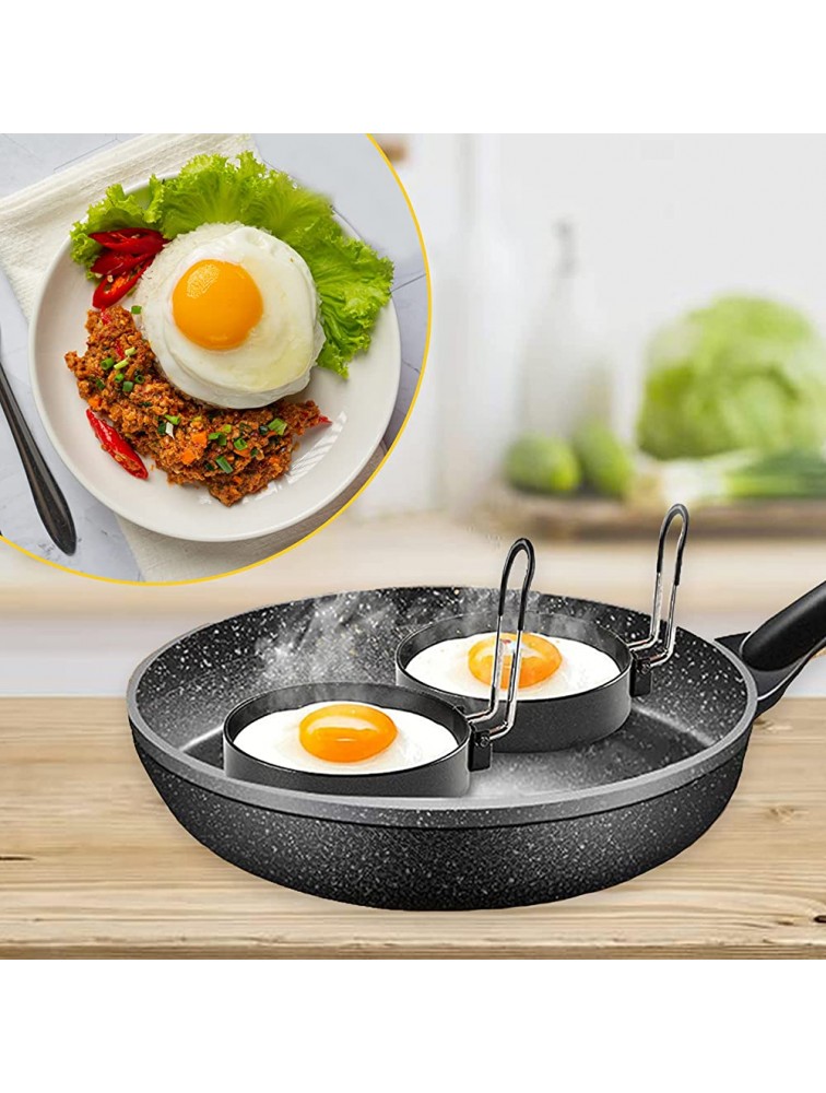 Pack of 4 Egg Rings with Egg Separator Nonstick Stainless Steel Round Egg Ring for Frying Eggs 3.5 Inches Round Egg Cooker Ring with Ebook. - BGBVWGX87