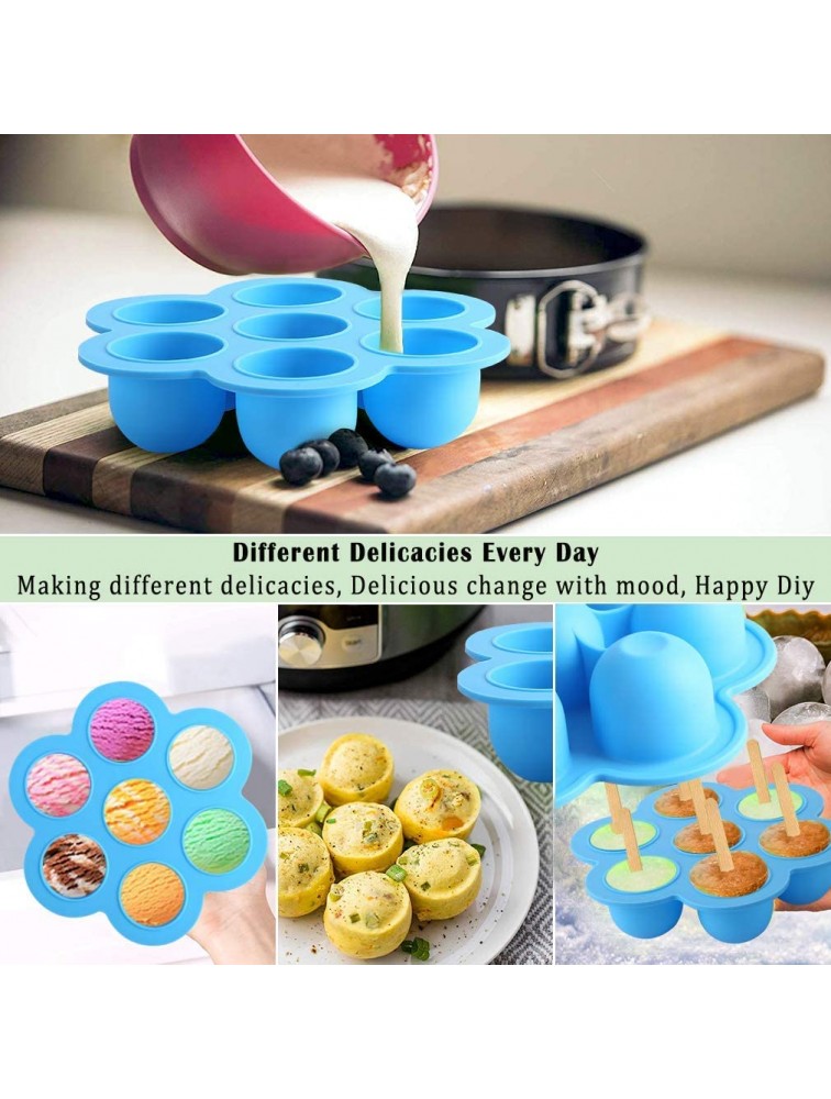 ROTTAY Silicone Egg Bites Molds and Steamer Rack Trivet with Heat Resistant Handles Fit Instant Pot Accessories 7pcs set for 6qt 8qt Electric Pressure Cooker With 2 Spoons and Silicone spatula - BASZOOYR5