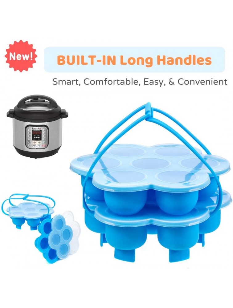 Silicone Egg Bites Molds With Built-In Handles and Trivet Fits 5,6,8 Qt Instant Pot and Other Similar-Sized Pressure Cookers Steamers and Baking Accessories Set of 2 - BO2EKQF8D
