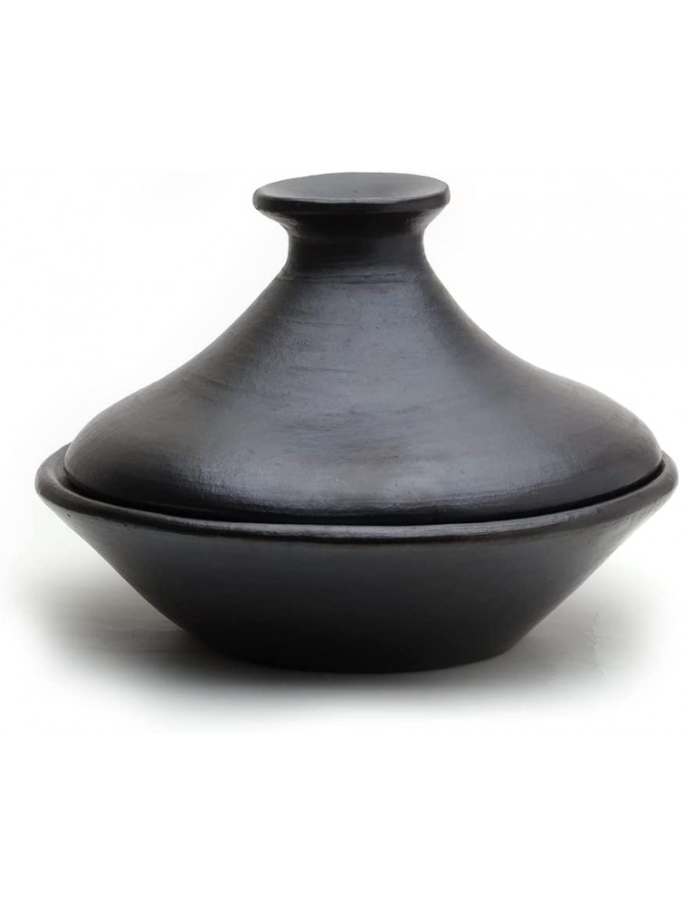 Black Clay Tagine Medium Moroccan Style 10.5 inch Diameter Handmade in La-Chamba Colombia Toxin and Contaminant Free for Home or Restaurant Earthenware - BQP36WJJT