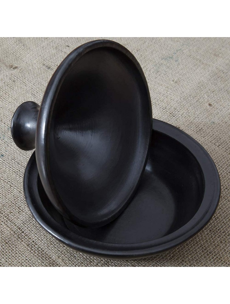 Black Clay Tagine Medium Moroccan Style 10.5 inch Diameter Handmade in La-Chamba Colombia Toxin and Contaminant Free for Home or Restaurant Earthenware - BQP36WJJT