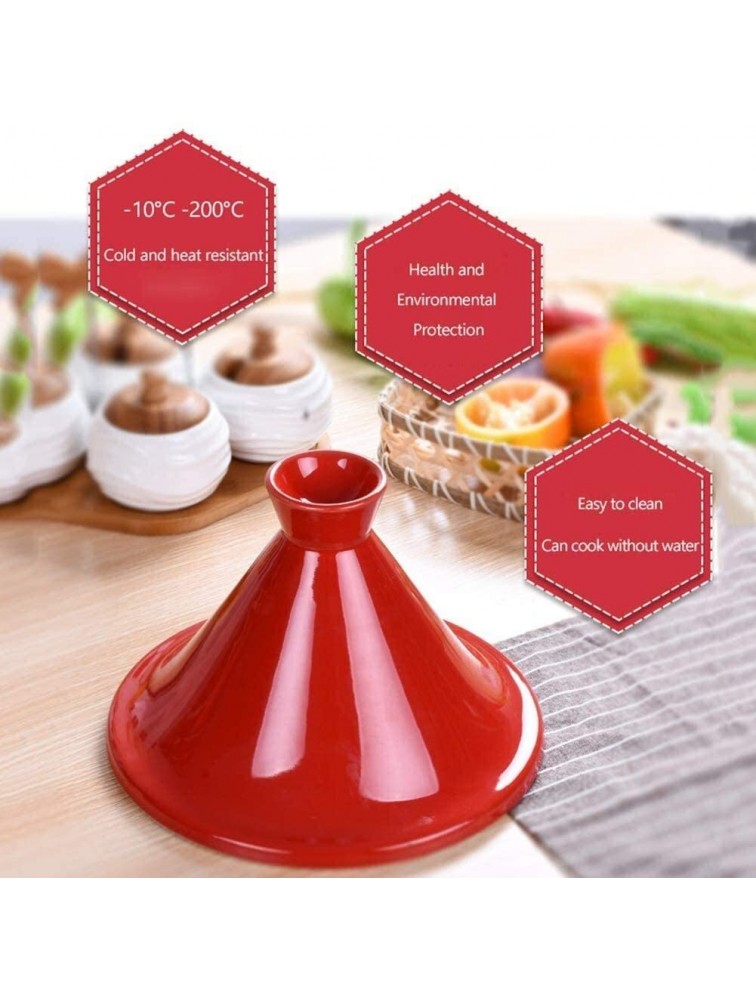 Casserole Dish with Lid Soup Pot Cast Iron Tagine Pot 20Cm Tajine Cooking Pot with Enameled Cast Iron Base and Cone-Shaped Lid Lead Free Stew Casserole Slow Cooker,Red - BHVEGP6M7
