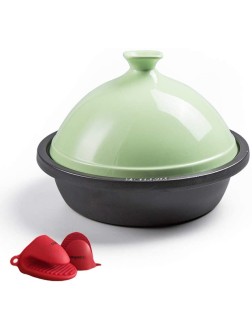 Casserole Dish with Lid Soup Pot Cast Iron Tagine Pot 30Cm Tajine with Enameled Cast Iron Base and Cone-Shaped Lid for Different Cooking Styles Best Gift Color : Green - B8IUVF8F2