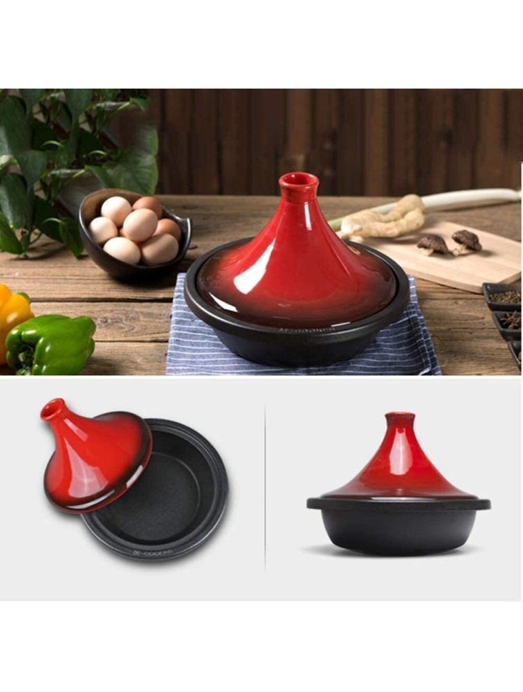 Casserole Dish with Lid Soup Pot Enameled Cast Iron Tangine with Ceramic Lid Tagine Cooking Pot with Lid for Different Cooking Styles and Temperature Settings Colorful Color : Red - BYKY1LG0I