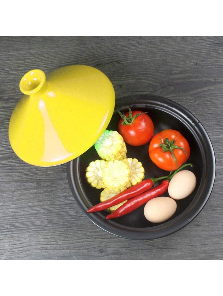 Casserole Dish with Lid Soup Pot Lead Free Cooking Tagine 23Cm Tagine Cooking Pot Ceramic Tagine Pot Stew Casserole Slow Cooker with Wooden Shovel and Tray Color : Yellow - BH7XDAG8K