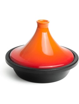 Casserole Dish with Lid Soup Pot Lead Free Cooking Tagine Enameled Cast Iron Tagine Pot with Ceramic Lid 10.6" Tagine Cooking Pot with Anti-Hot Silicone Gloves Color : Orange - BEW7ILTDO