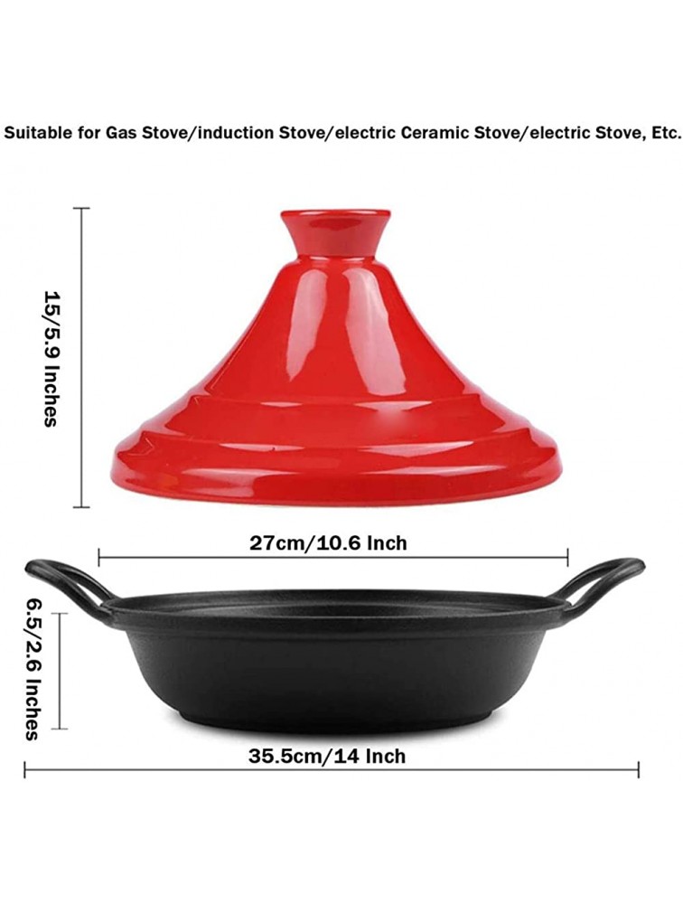Casserole Dish with Lid Soup Pot Moroccan Tagine Cooking Pot 27 cm Tagine with Ceramic Lid and Silicone Gloves Cast Iron Tagine for Different Cooking Styles Lead Free - BSRGBQUKY