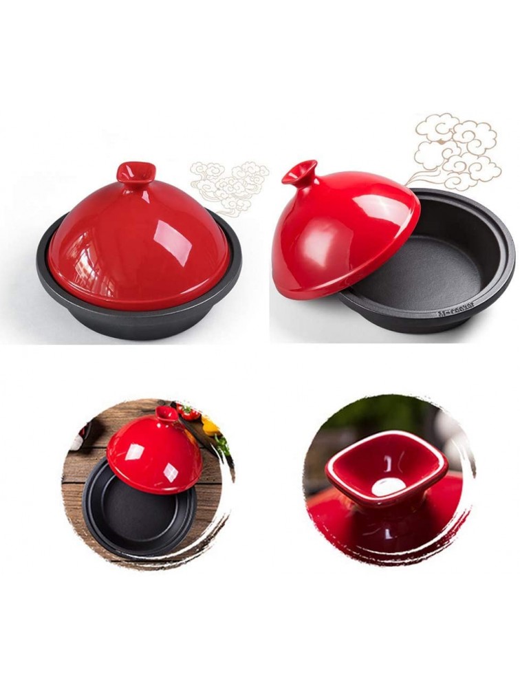 Casserole Dish with Lid Soup Pot Tajine Cooking Pot 30Cm Cast Iron Tagine Pot for Cooking and Stew Casserole Slow Cooker for Home Kitchen Compatible with All Stoves Color : Red - BG74399EQ