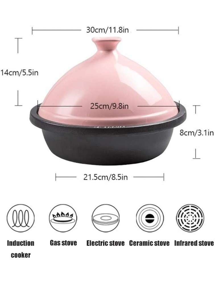Casserole Dish with Lid Soup Pot Tajine Cooking Pot 30Cm Cast Iron Tagine Pot for Cooking and Stew Casserole Slow Cooker for Home Kitchen Compatible with All Stoves Color : Red - BG74399EQ