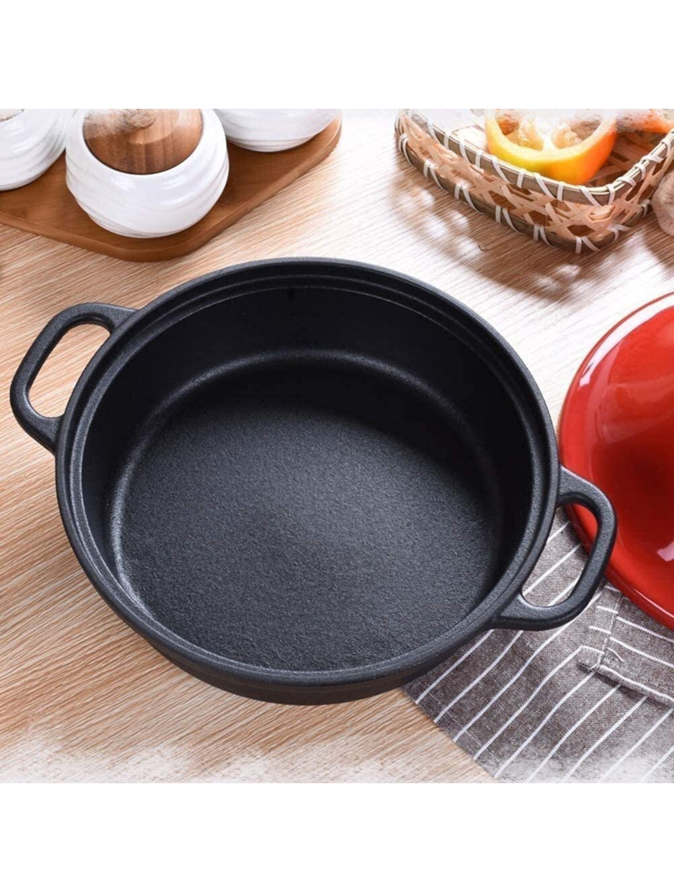 Enameled cast iron skillet Casserole Dishes with Lids 7. 9In Cast Iron Tagine Enameled Cast Iron Tangine with Ceramic Lid for Different Cooking Styles Tagine Pot Casserole Pot for Home Kitchen Casse - BDJVSSK0F