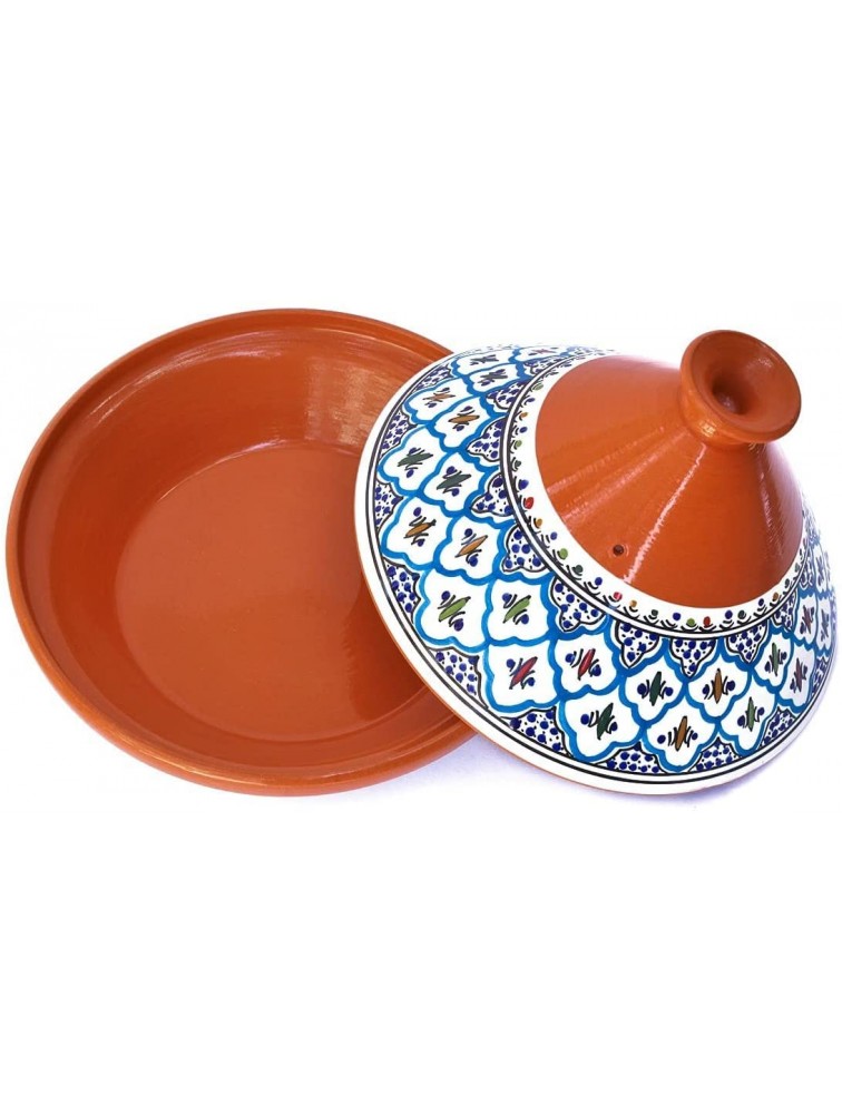 Kamsah Hand Made and Hand Painted Tagine Pot | Moroccan Ceramic Pots For Cooking and Stew Casserole Slow Cooker Large Supreme Turquoise - BX8M1HKGA