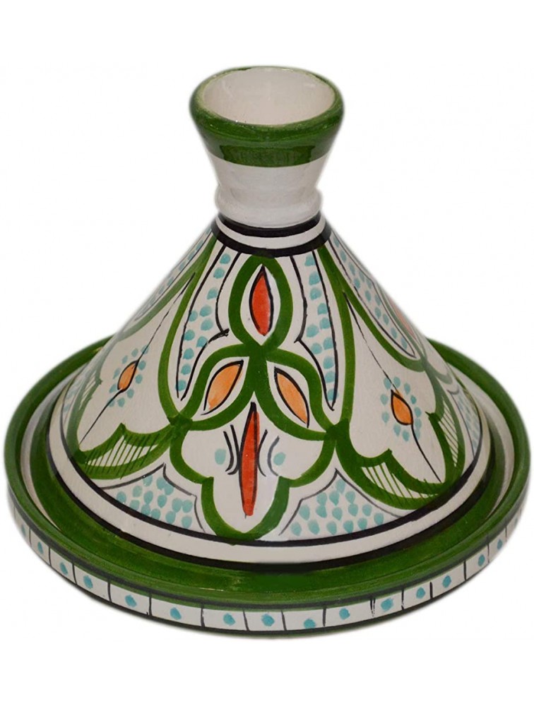 Moroccan Handmade Serving Tagine Exquisite Ceramic Vivid colors Original 6 Inches in Diameter - B38WM5DWN