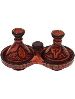 Moroccan Handmade Tagine Double Spice Holder seasoning Container Burgundy - BO5SY7WBR