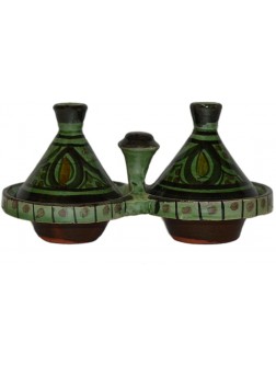 Moroccan Handmade Tagine Double Spice Holder seasoning Container - BVFKY6F1K
