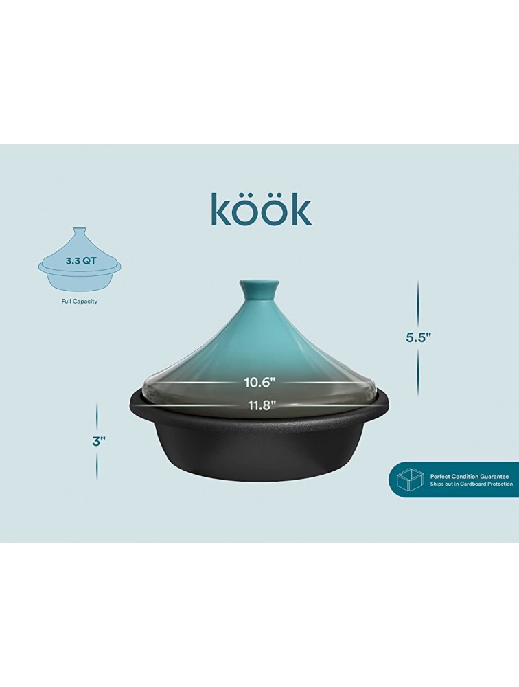 Moroccan Tagine By Kook Enameled Cast Iron Base With Ceramic Lid Stone Blue - B6S45PU26
