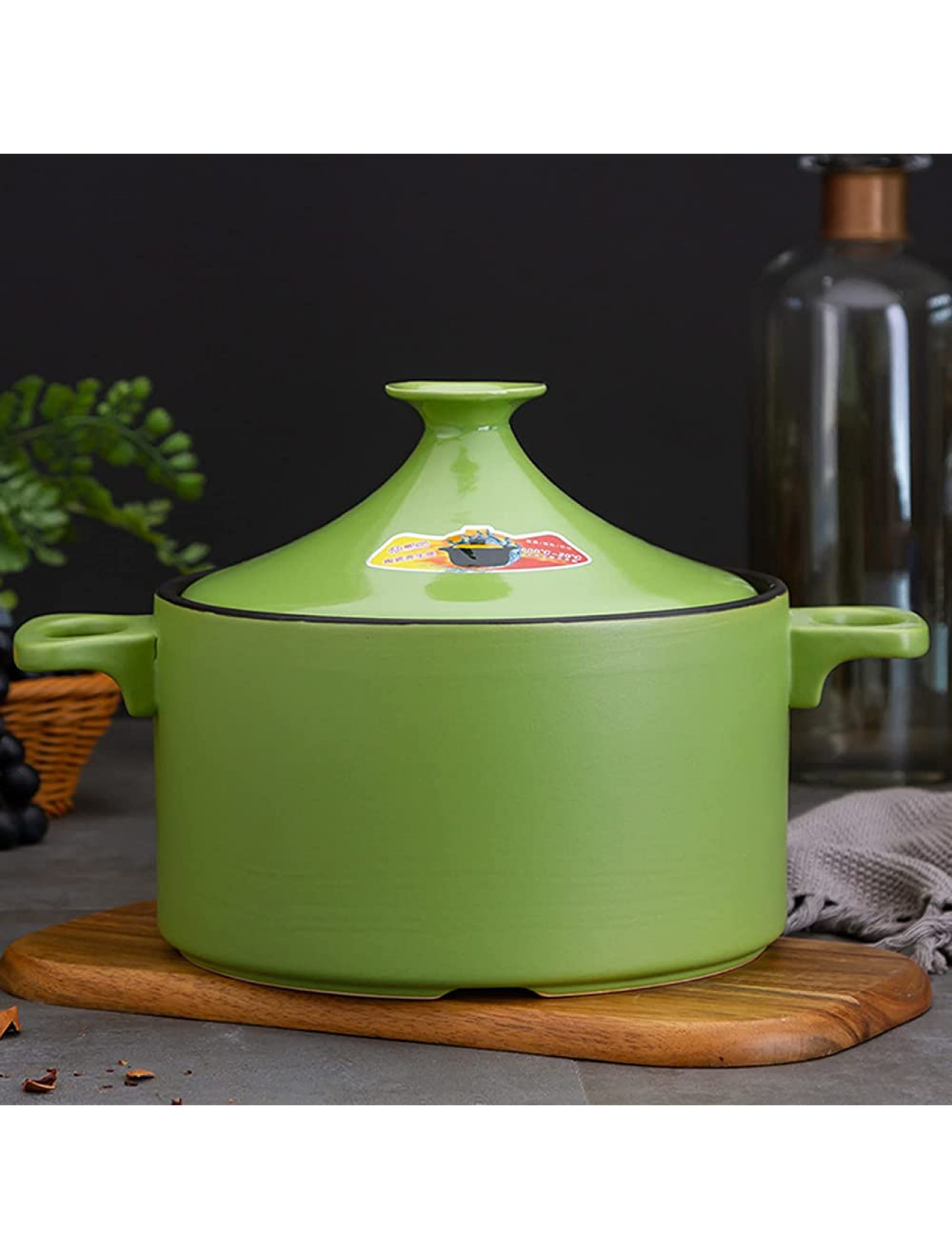 oiakus Steamer Bra Braise Pan Moroccan Tagine Cooking Pot Handmade Ceramic Casserole 4L Tagine Ceramic Pot Healthy Clay Pot for Braising Slow Cooking - BPXHV0MVX